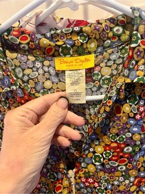 Bernie Dexter Black/ Gold with Green, Yellow and Red Mosaic Dress